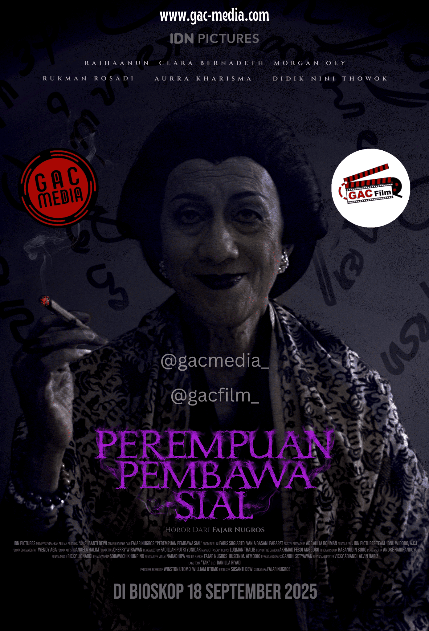 Poster resmi film Perempuan Pembawa Sial yang akan tayang 18 September 2025