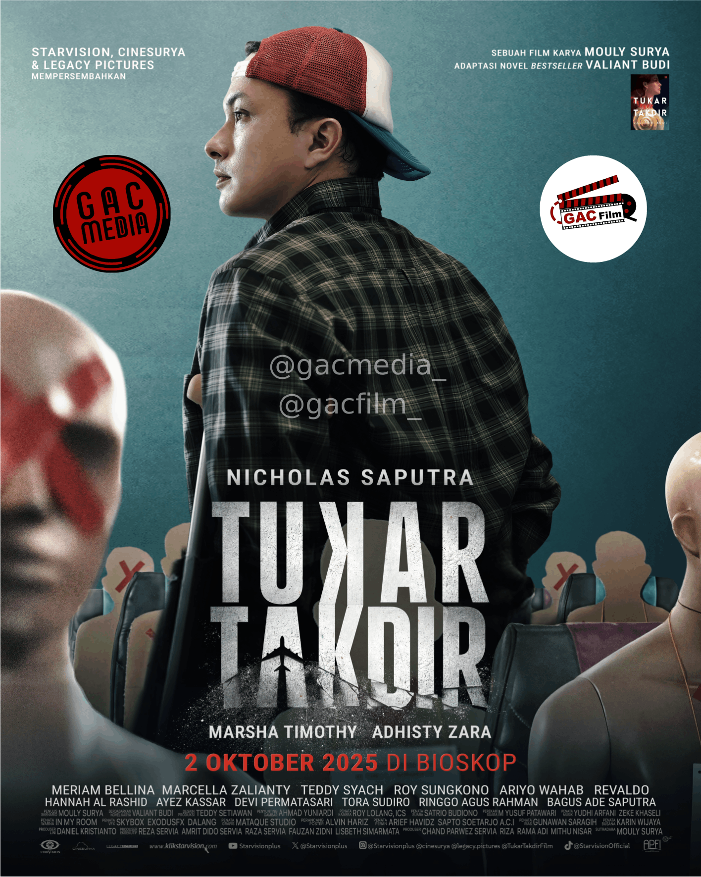 Poster resmi film Tukar Takdir yang akan tayang di bioskop 2 Oktober 2025