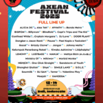 Poster resmi AXEAN Festival 2025 dengan line-up lengkap 45 musisi dari Asia