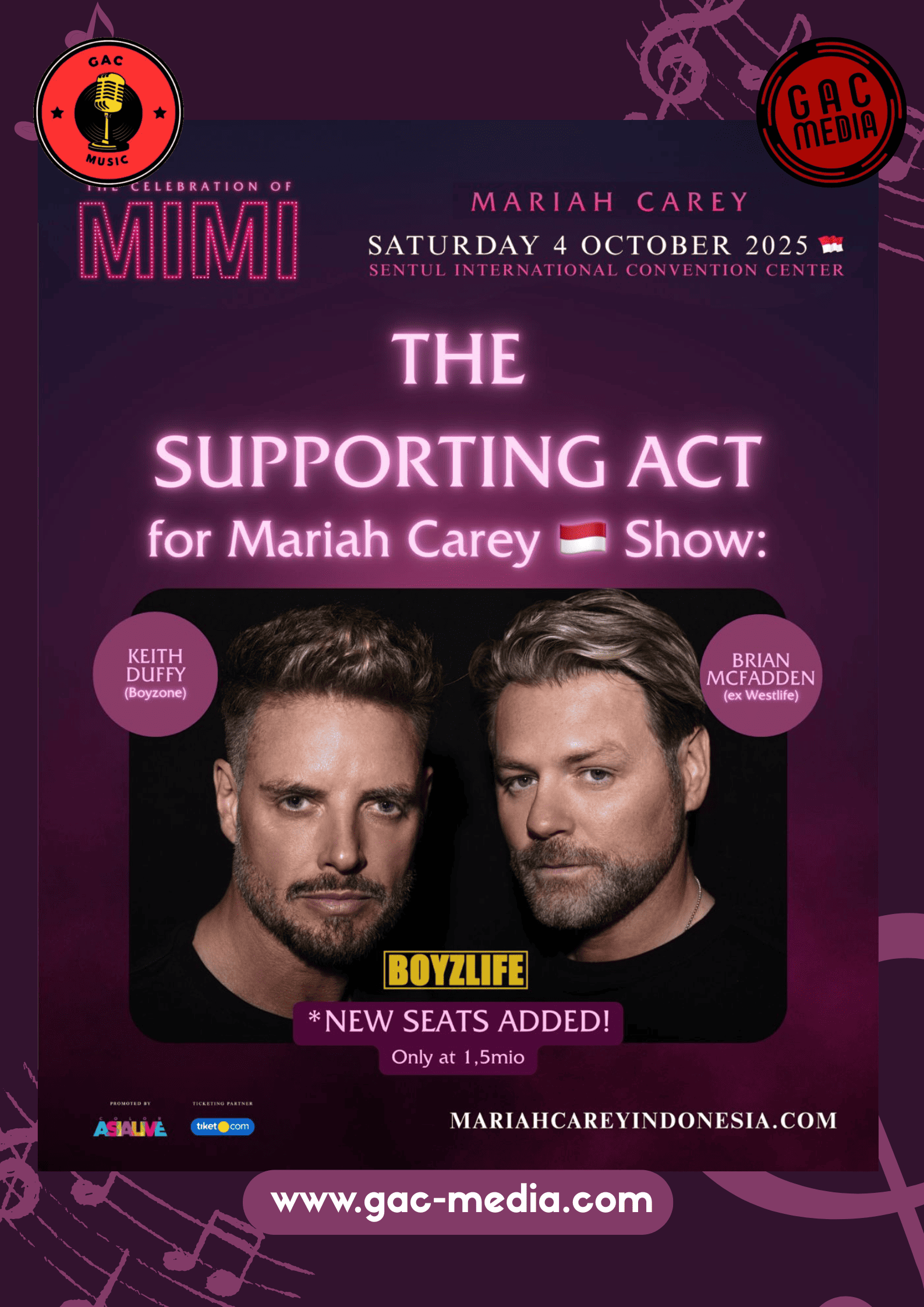 Keith Duffy dari Boyzone dan Brian McFadden dari Westlife berpose bersama sebagai supergroup Boyzlife