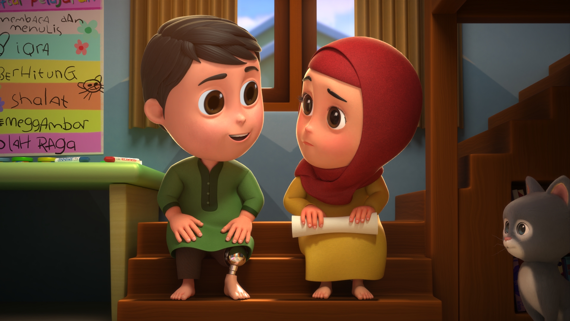 Karakter Nussa dan Rarra tersenyum ceria menyambut musim baru serial Nussa 2025.