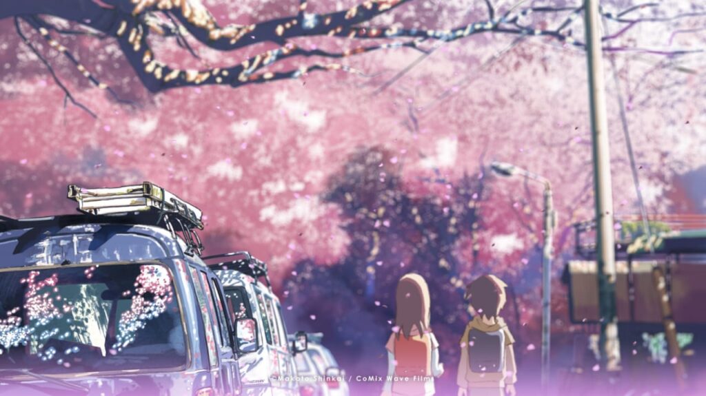 Visual latar kota dan kereta dalam film 5 Centimeters Per Second