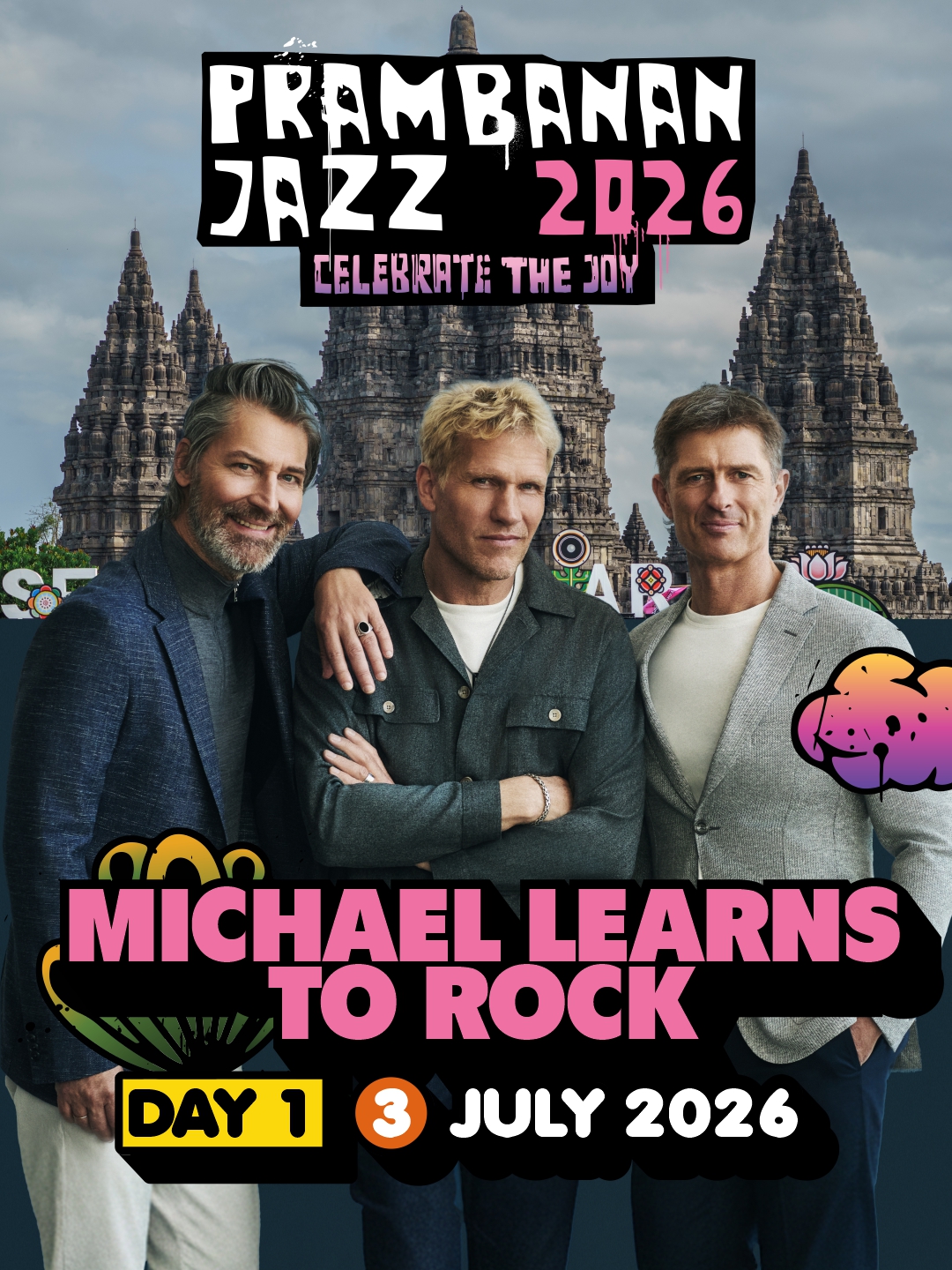 Penonton lintas generasi menikmati konser MLTR di Prambanan Jazz Festival 2026.