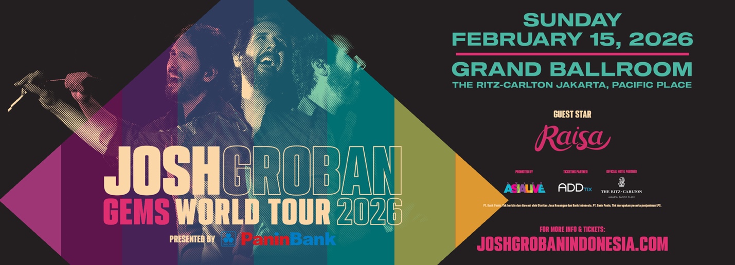 Josh Groban tiba di Bandara Jakarta menjelang konser GEMS World Tour 2026.