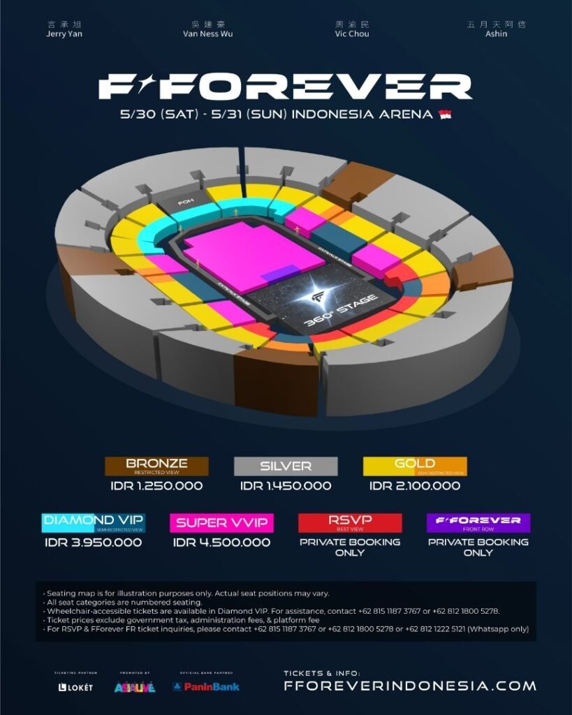 Seatplan resmi konser F✦FOREVER 1st World Tour di Indonesia Arena Jakarta.